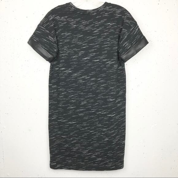 Club Monaco Faux Leather Trim Crewneck Short Sleeve Shirt Dress Size 00 - Picture 2 of 8